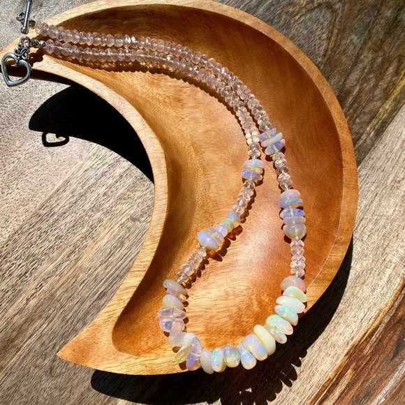 GENUINE Ethiopian Opal and rose quartz necklace - Picture 1 of 1
